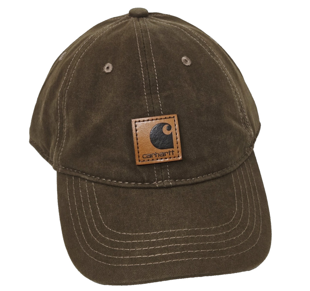 Carhartt Hat One Size Adjustable Brown Strap RN 14806 Leather Patch
